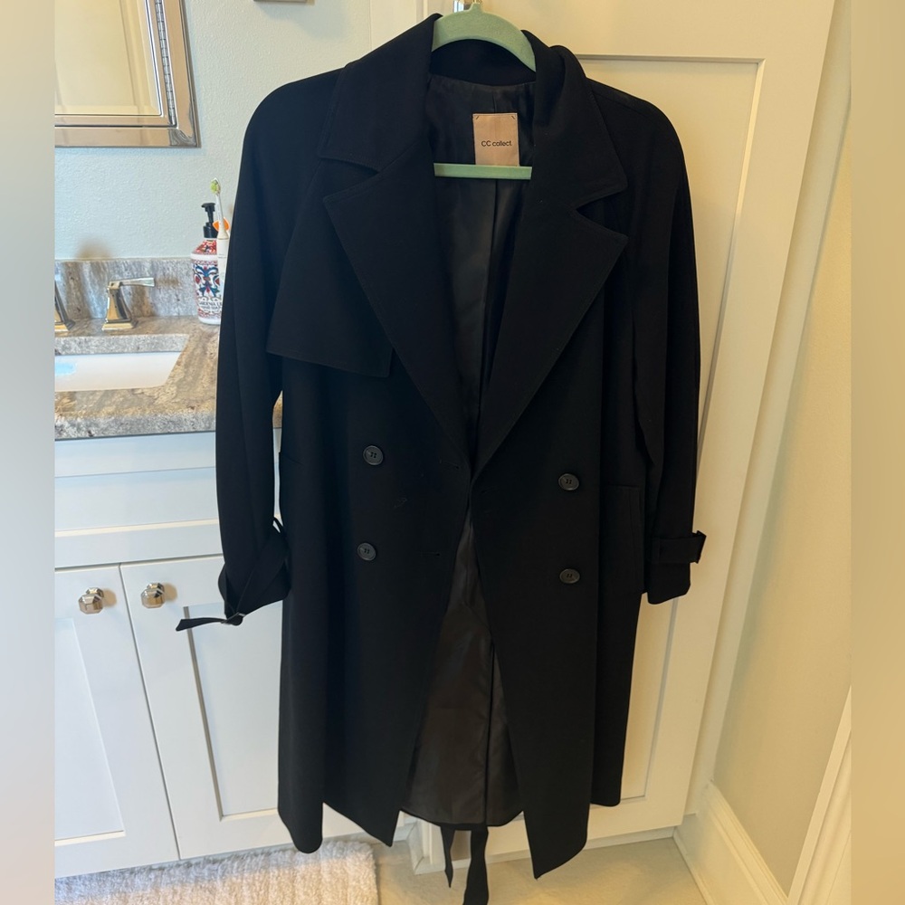CC Collect black trench coat, Korean brand.